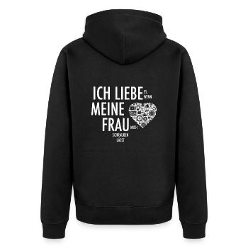 Ich liebe es, wenn meine Frau mich schrauben lässt - Unisex Premium Bio Zip Hoodie - Schwarz - Hinten - Nico (187cm)