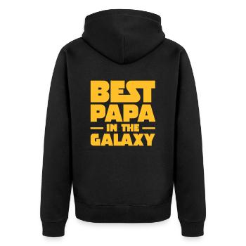 Best Papa In The Galaxy - Unisex Premium Organic Zip Hoodie - black - Back - Nico (187cm)