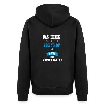 Ponyhof - Unisex Premium Bio Zip Hoodie - Schwarz - Hinten - Nico (187cm)
