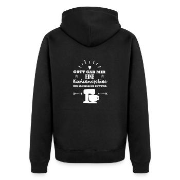 Küchenmaschine - Unisex Premium Bio Zip Hoodie - Schwarz - Hinten - Nico (187cm)
