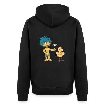 Plumps & Küken Blume - Unisex Premium Bio Zip Hoodie - Schwarz - Hinten - Nico (187cm)