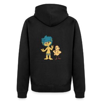 Plumps & Küken - Unisex Premium Bio Zip Hoodie - Schwarz - Hinten - Nico (187cm)