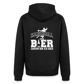 Handball und Bier - Unisex Premium Bio Zip Hoodie - Schwarz - Hinten - Nico (187cm)