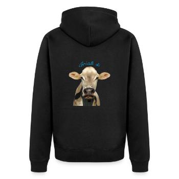 Griaß di Kuh - Unisex Premium Bio Zip Hoodie - Schwarz - Hinten - Nico (187cm)