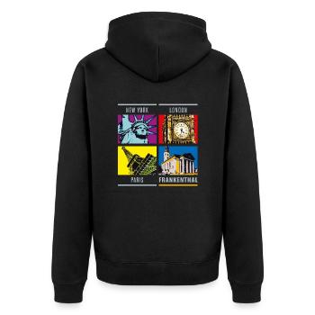 Frankenthal - Unisex Premium Bio Zip Hoodie - Schwarz - Hinten - Nico (187cm)