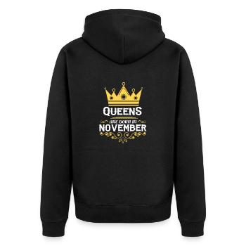 Königinnen werden im November geboren - Unisex Premium Bio Zip Hoodie - Schwarz - Hinten - Nico (187cm)