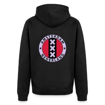 Amsterdam - Unisex Premium Bio Zip Hoodie - Schwarz - Hinten - Nico (187cm)