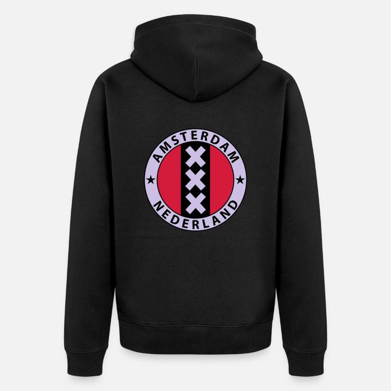 Amsterdam - Unisex Premium Bio Zip Hoodie - Schwarz