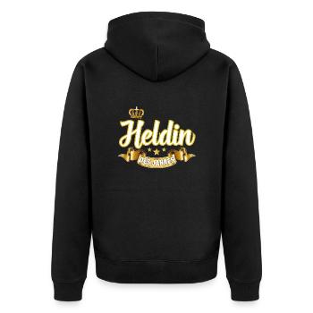 Heldin des Jahres - Unisex Premium Bio Zip Hoodie - Schwarz - Hinten - Nico (187cm)