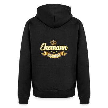 Ehemann des Jahres - Unisex Premium Bio Zip Hoodie - Schwarz - Hinten - Nico (187cm)
