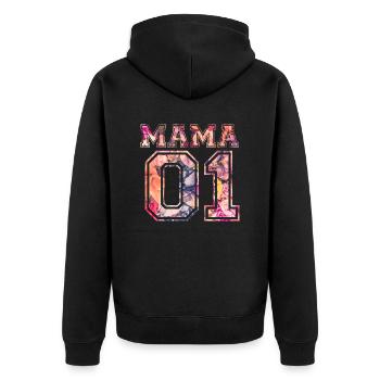 Mama 01 Weihnachten Partner Paar Liebe Geschenk - Unisex Premium Bio Zip Hoodie - Schwarz - Hinten - Nico (187cm)