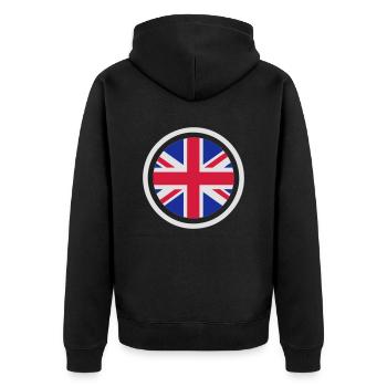 Great Britain (Union Jack) Emblem - Unisex Premium Bio Zip Hoodie - Schwarz - Hinten - Nico (187cm)