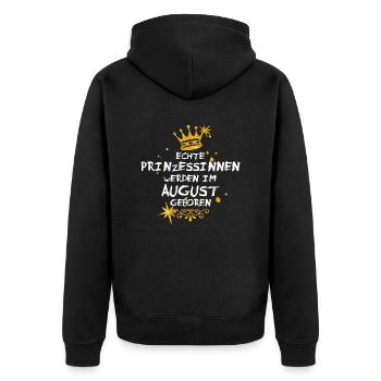 August - Unisex Premium Bio Zip Hoodie - Schwarz - Hinten - Nico (187cm)