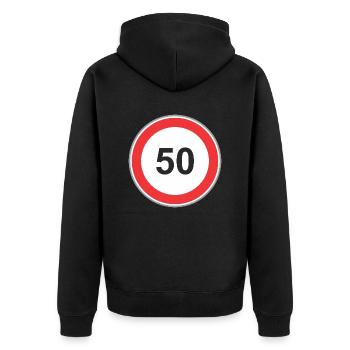 Road sign 50 - Unisex Premium Organic Zip Hoodie - black - Back - Nico (187cm)