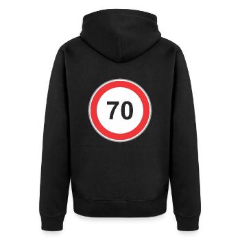 Road sign 70 - Unisex Premium Organic Zip Hoodie - black - Back - Nico (187cm)