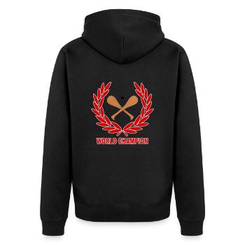 world_champion_1 - Unisex Premium Organic Zip Hoodie - black - Back - Nico (187cm)