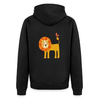 Lion - Unisex Premium Organic Zip Hoodie - black - Back - Nico (187cm)