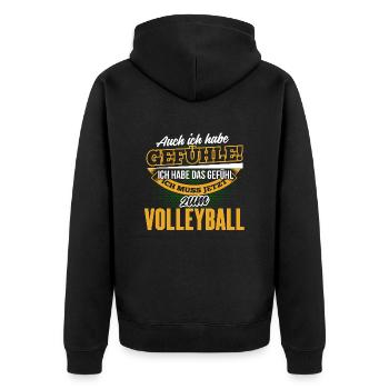 VOLLEYBALL - Ich habe auch Gefühle - Unisex Premium Bio Zip Hoodie - Schwarz - Hinten - Nico (187cm)
