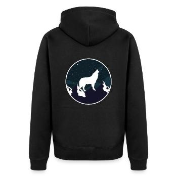 WOLF mountain gift - Unisex Premium Organic Zip Hoodie - black - Back - Nico (187cm)