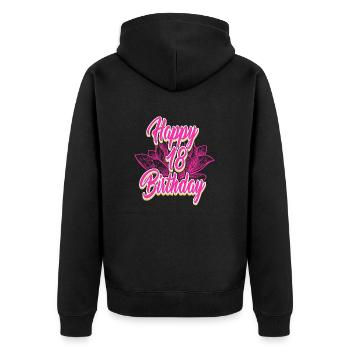 18 Birthday - Congratulations gift - Unisex Premium Organic Zip Hoodie - black - Back - Nico (187cm)