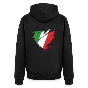 Herz Cuore Italien Italy Calcio Italiano Fußball - Unisex Premium Bio Zip Hoodie - Schwarz - Hinten - Nico (187cm)