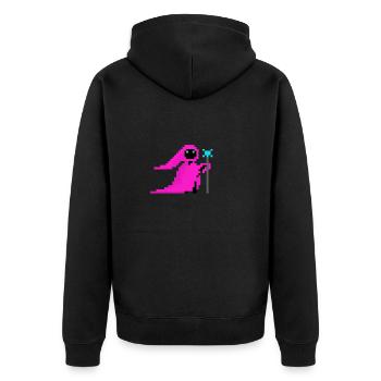 Magier rosa - Unisex Premium Bio Zip Hoodie - Schwarz - Hinten - Nico (187cm)