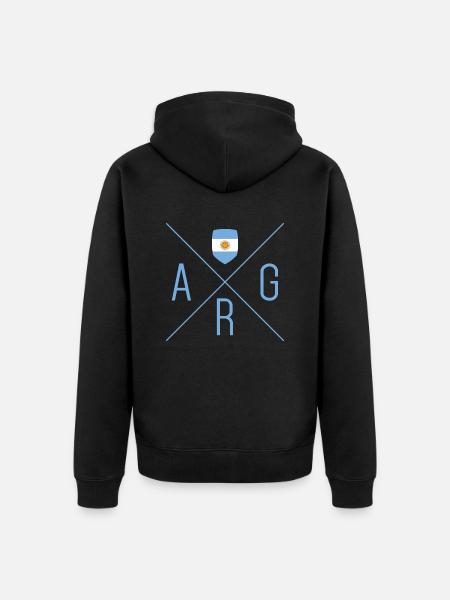 Argentinien Fußball Motiv - Unisex Premium Bio Zip Hoodie - Schwarz