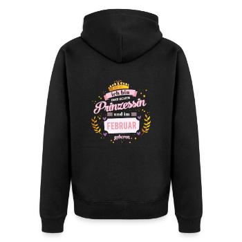 Februar Prinzessin - Unisex Premium Bio Zip Hoodie - Schwarz - Hinten - Nico (187cm)