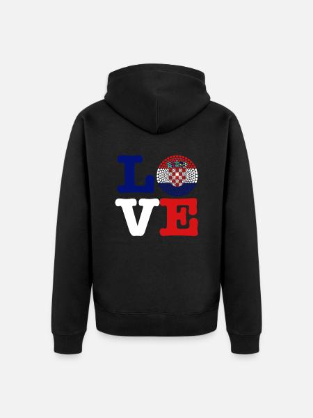 CROATIA HEART - Unisex Premium Organic Zip Hoodie - black