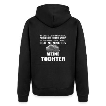Tochter Papa - Unisex Premium Bio Zip Hoodie - Schwarz - Hinten - Nico (187cm)
