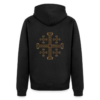 Christentum Collection - Unisex Premium Bio Zip Hoodie - Schwarz - Hinten - Nico (187cm)