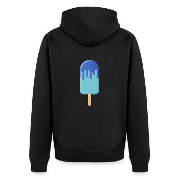 Eis am Stiel 003 AllroundDesigns - Unisex Premium Bio Zip Hoodie - Schwarz - Hinten - Nico (187cm)