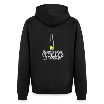 Batterie faible - Veste à capuche bio Premium Unisexe - noir - Dos - Nico (187cm)