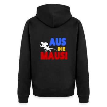 Aud die Maus!! - Unisex Premium Bio Zip Hoodie - Schwarz - Hinten - Nico (187cm)
