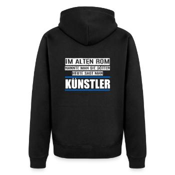 KÜNSTLER - Unisex Premium Bio Zip Hoodie - Schwarz - Hinten - Nico (187cm)