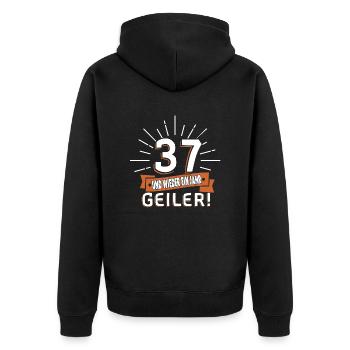 37.Geburtstag - Unisex Premium Bio Zip Hoodie - Schwarz - Hinten - Nico (187cm)