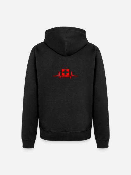 Mitt hjerte banker for førstehjelp ... - Premium økologisk unisex-hettejakke - svart
