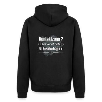 Kontaktzone - Unisex Premium Bio Zip Hoodie - Schwarz - Hinten - Nico (187cm)