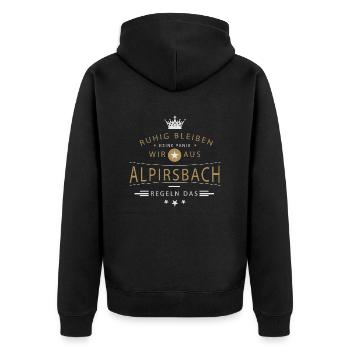 Alpirsbach cooles Souvenir und witziges Andenken - Unisex Premium Bio Zip Hoodie - Schwarz - Hinten - Nico (187cm)