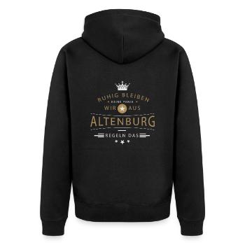 Altenburg cooles Souvenir und witziges Andenken - Unisex Premium Bio Zip Hoodie - Schwarz - Hinten - Nico (187cm)