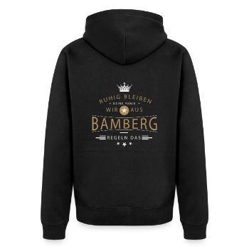 Bamberg cooles Souvenir und witziges Andenken - Unisex Premium Bio Zip Hoodie - Schwarz - Hinten - Nico (187cm)