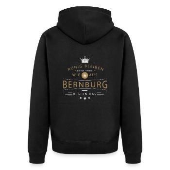 Bernburg cooles Souvenir und witziges Andenken - Unisex Premium Bio Zip Hoodie - Schwarz - Hinten - Nico (187cm)