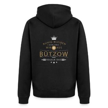 Bützow cooles Souvenir und witziges Andenken Shirt - Unisex Premium Bio Zip Hoodie - Schwarz - Hinten - Nico (187cm)