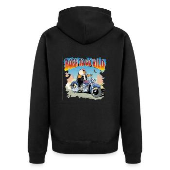 Born to go wild - Unisex Premium Organic Zip Hoodie - black - Back - Nico (187cm)