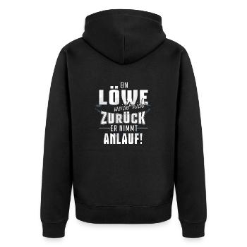 Löwe Sternzeichen - Unisex Premium Bio Zip Hoodie - Schwarz - Hinten - Nico (187cm)
