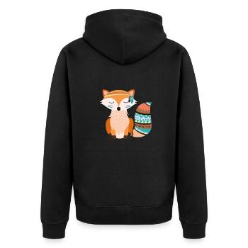 tribal Fuchs - Unisex Premium Bio Zip Hoodie - Schwarz - Hinten - Nico (187cm)