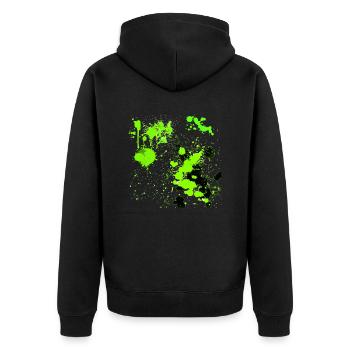 Green splatter - Unisex Premium Organic Zip Hoodie - black - Back - Nico (187cm)