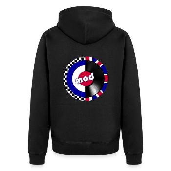 mod Zieldatensatzes - Unisex Premium Bio Zip Hoodie - Schwarz - Hinten - Nico (187cm)