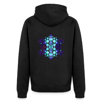 Trance Hexagon II - Unisex Premium Bio Zip Hoodie - Schwarz - Hinten - Nico (187cm)