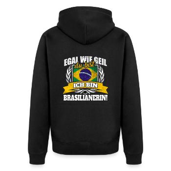 Brasilianer Brasilien Brasilianerin Brasil - Unisex Premium Bio Zip Hoodie - Schwarz - Hinten - Nico (187cm)